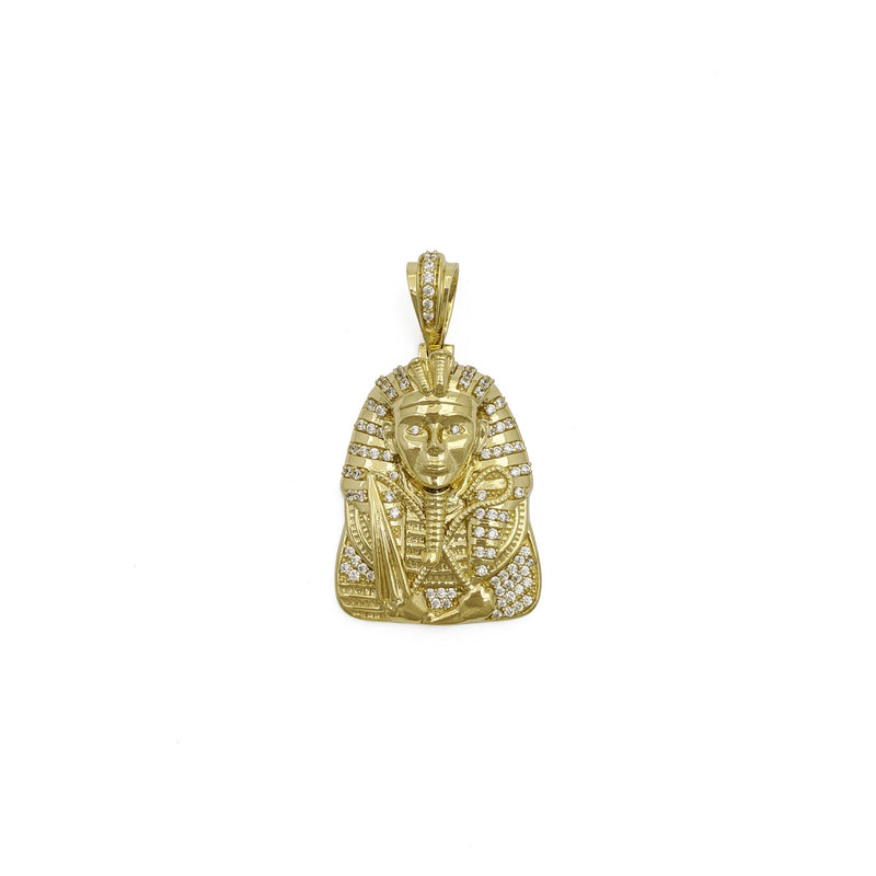 Icy Pharaoh King Tut Pendant (14K) front - Popular Jewelry - New York