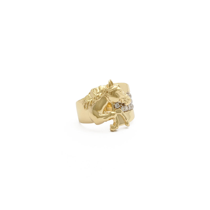 Icy Racing Horse Ring (14K) side 2 - Popular Jewelry - New York