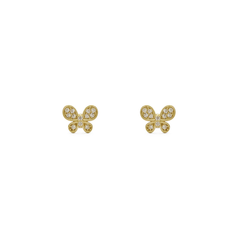 Icy Rounded Butterfly Stud Earrings (14K) front - Popular Jewelry - New York