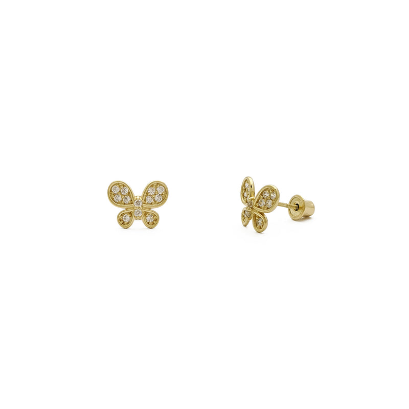 Icy Rounded Butterfly Stud Earrings (14K) main - Popular Jewelry - New York