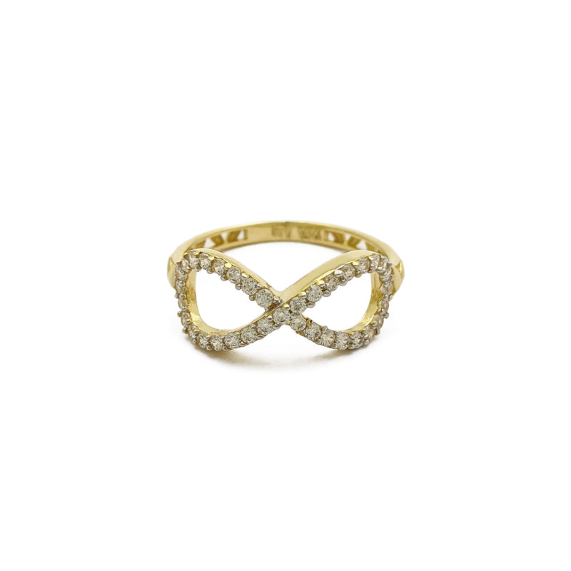 Stoneset Infinity Symbol Ring (14K) front - Popular Jewelry - New York