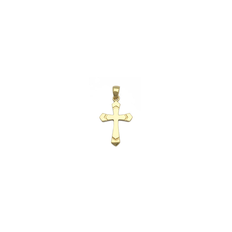 Incised Passion Cross Pendant Yellow (14K) front - Popular Jewelry - New York