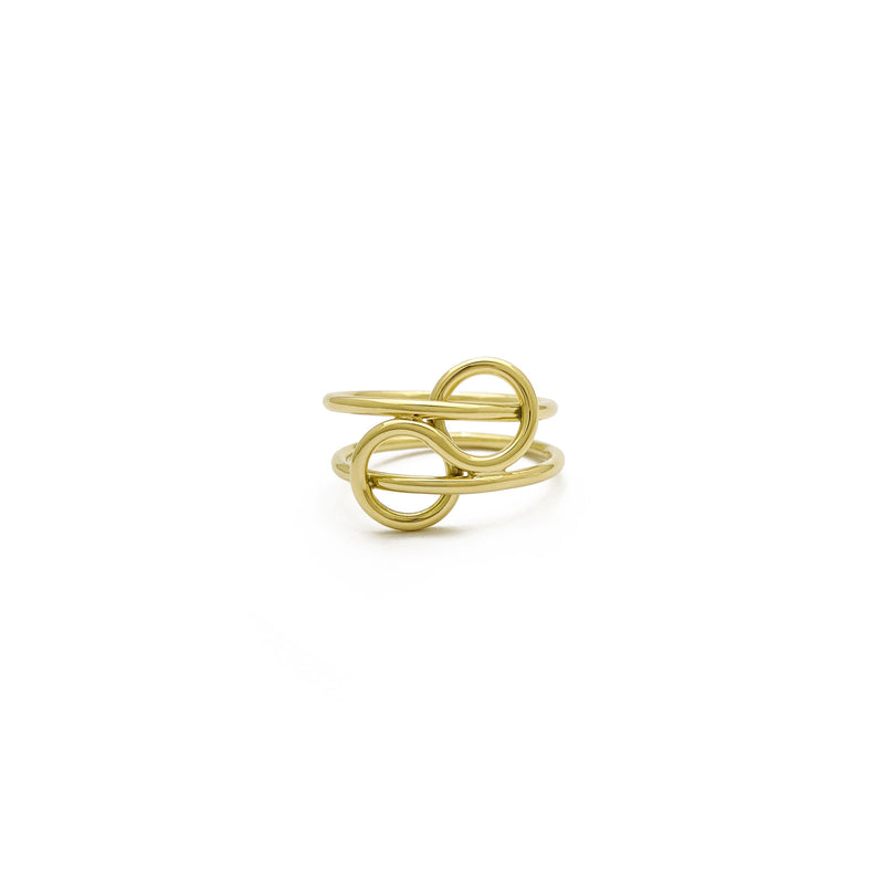 Interlaced Figure Eight Double Band Ring (14K) front - Popular Jewelry - New York