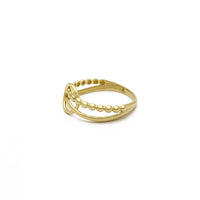 Interlocked Circle Half Beaded Ring (14K) Säit - Popular Jewelry - New York