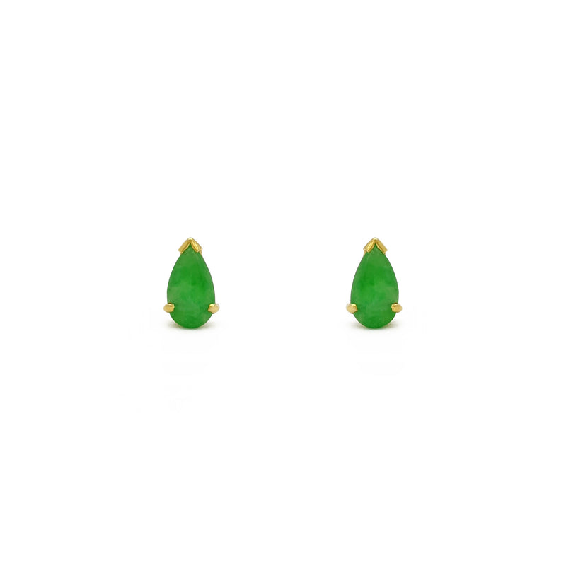 Jade Teardrop Stud Earrings (14K) front - Popular Jewelry - New York