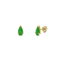 Jade Teardrop Stud Earrings (14K) utama - Popular Jewelry - New York
