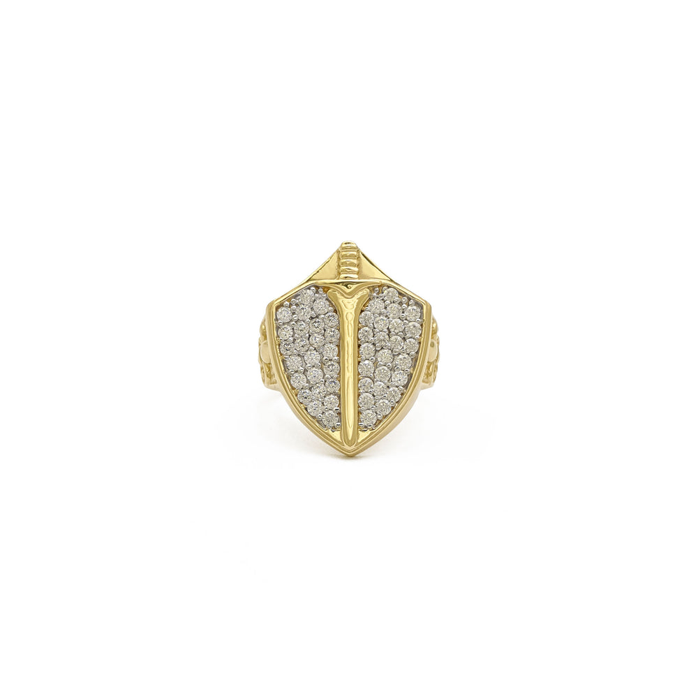 Knight's Sword and Shield Ring (14K) front - Popular Jewelry - New York