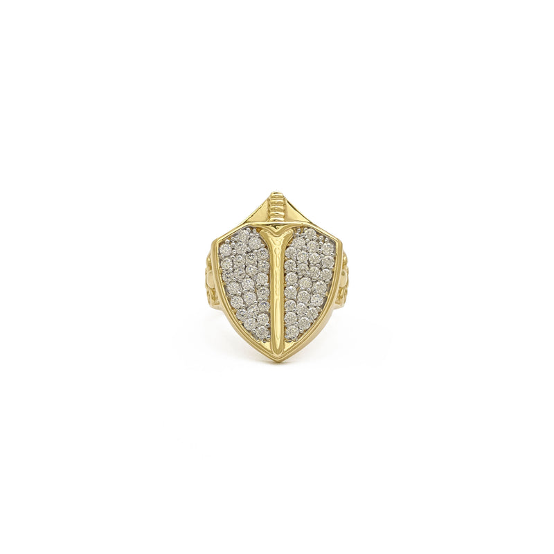 Knight's Sword and Shield Ring (14K) front - Popular Jewelry - New York