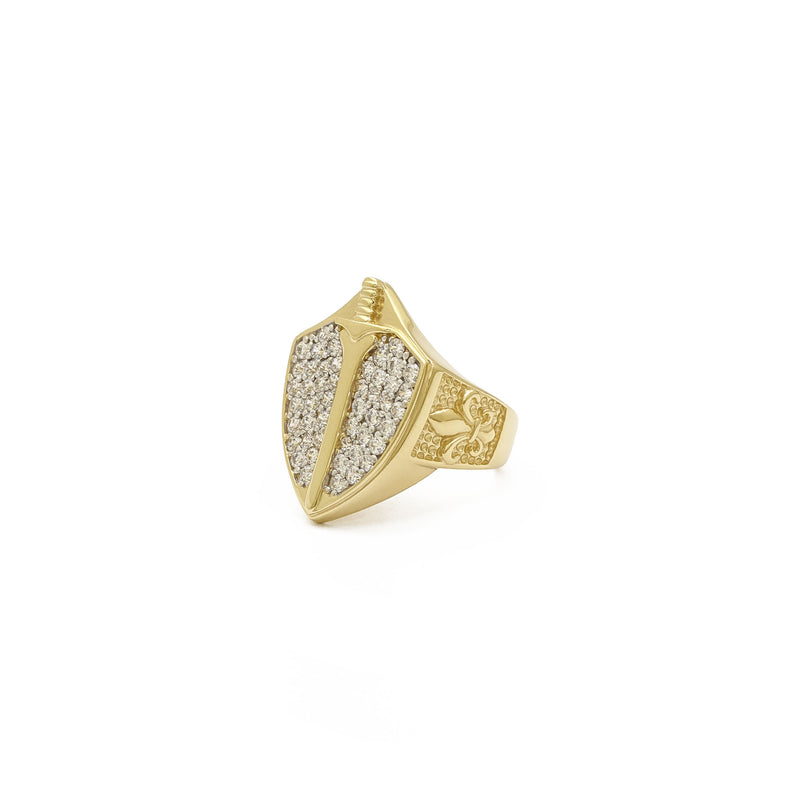 Knight's Sword and Shield Ring (14K) side - Popular Jewelry - New York
