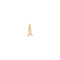 Mini pendentif ruban de sensibilisation rose (14K) devant - Popular Jewelry - New York