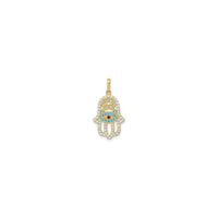 Multi-Colored Icy Hamsa Hand Pendant (14K) front - Popular Jewelry - ニューヨーク