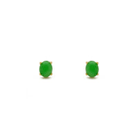 Oval Jade Stud Earrings (14K) front - Popular Jewelry - New York