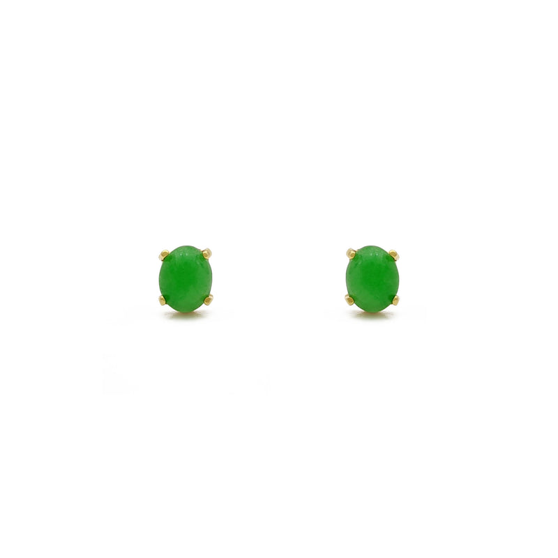 Oval Jade Stud Earrings (14K) front - Popular Jewelry - New York