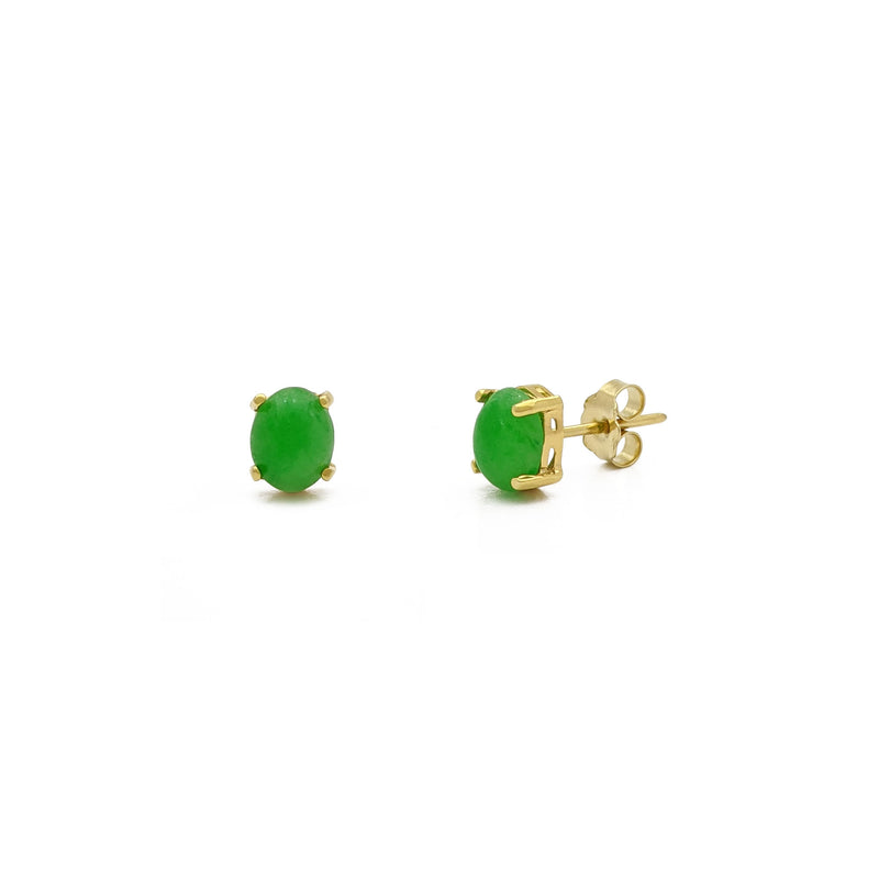 Oval Jade Stud Earrings (14K) main - Popular Jewelry - New York