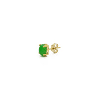 Авальныя нефрытавыя завушніцы-гваздзікі (14K) збоку - Popular Jewelry - Нью-Ёрк