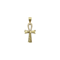 Partially Iced Ankh Pendant (14K) front - Popular Jewelry - New York