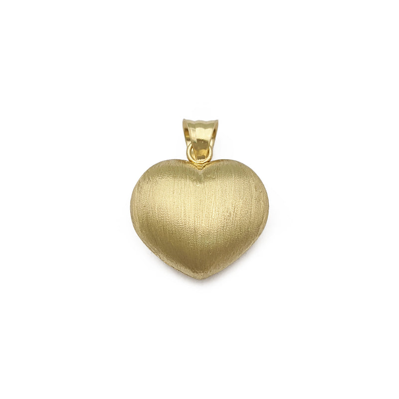 Puffy Brushed Finish Heart Pendant Large (14K) front - Popular Jewelry - New York