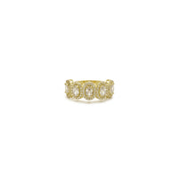 Кольцо с овальными драгоценными камнями из пяти частей Halo-Set (14K) спереди - Popular Jewelry - Нью-Йорк
