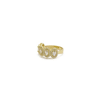 Quintuple Halo-Set Oval Gemstones Ring (14K) Säit - Popular Jewelry - New York