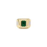 Radiant-Cut Faux Emerald Two-Toned Ring (14K) front - Popular Jewelry - New York