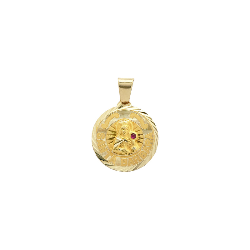 Saint Barbara Medallion Pendant (14K) front - Popular Jewelry - New York