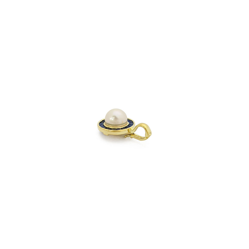 Sapphire Framed Pearl Pendant (14K) side - Popular Jewelry - New York