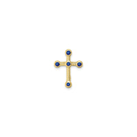 Sapphire Rope Cross Pendant (14K) front - Popular Jewelry - New York