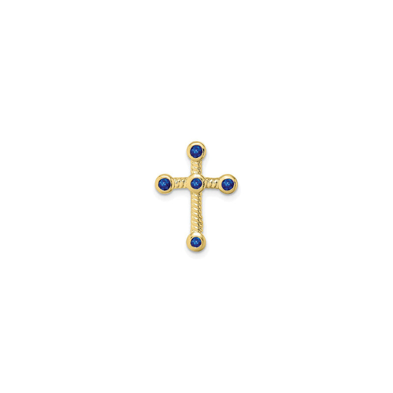 Sapphire Rope Cross Pendant (14K) front - Popular Jewelry - New York