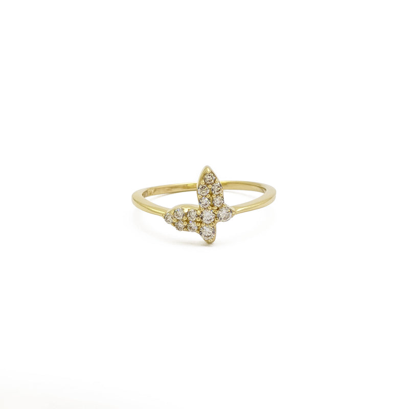 Sparkly Tilted Butterfly Ring (14K) front - Popular Jewelry - New York