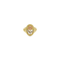 Oválný rám s rozděleným dříkem Růžový prsten (14K) vpředu - Popular Jewelry - New York