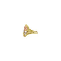 Lado de anel rosa com moldura oval dividida (14K) - Popular Jewelry - New York