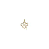 Stoneset Four Leaves Clover Pendant (14K) front - Popular Jewelry - Њујорк