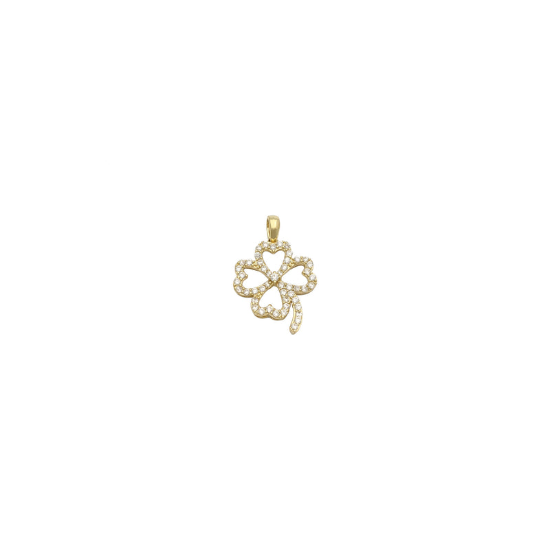 Stoneset Four Leaves Clover Pendant (14K) front - Popular Jewelry - New York