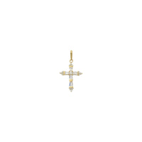 Tapered Baguette Budded Cross Pendant Giel (14K) Front - Popular Jewelry - New York