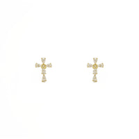 Teardrop Cross Stud Earrings (14K) front - Popular Jewelry - New York