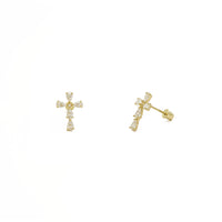 Teardrop Cross Stud Earrings (14K) main - Popular Jewelry - New York