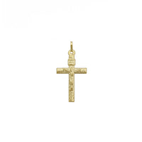 Textured Crucifix Pendant (14K) front - Popular Jewelry - New York