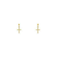 Tube Cross Hanging Earrings (14K) front - Popular Jewelry - New York