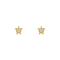 Gemstone Shelled Turtle Stud Earrings White (14K) front - Popular Jewelry - New York