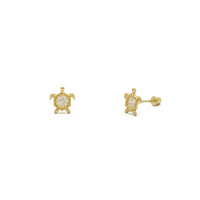 Gemstone شيلڊ Turtle Stud Earrings White (14K) main - Popular Jewelry - نيو يارڪ