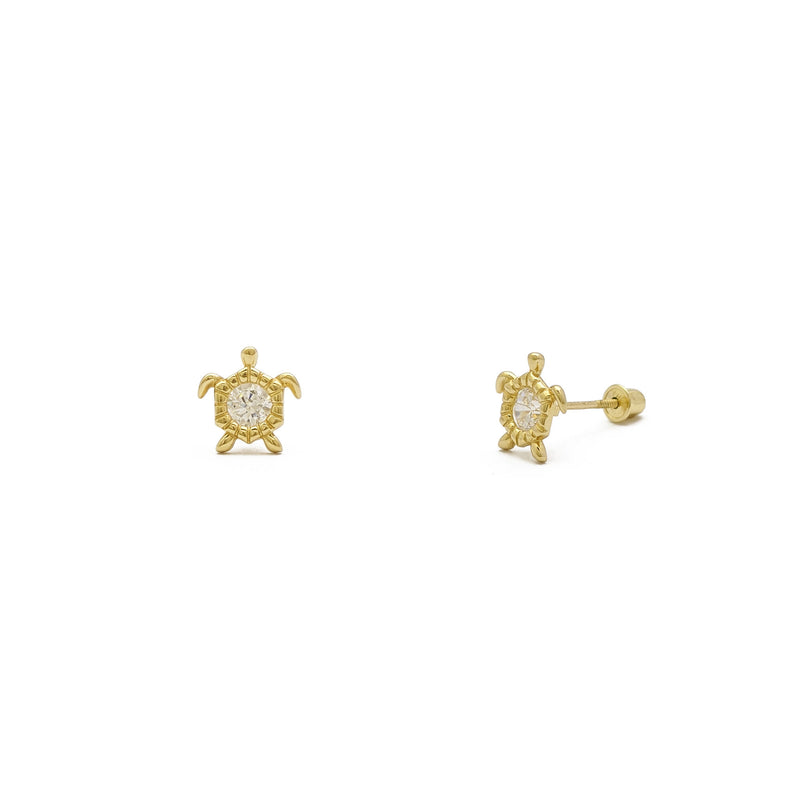 Gemstone Shelled Turtle Stud Earrings White (14K) main - Popular Jewelry - New York