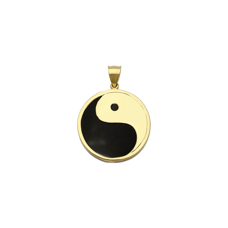 Yin Yang Black Onyx Pendant (14K) front - Popular Jewelry - New York