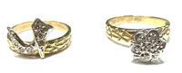 Diamond Engagement Double Ring Yellow Gold (14k) Popular Jewelry - New York