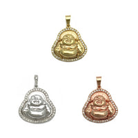 Laughing Buddha Diamond Gold Pendant (14K) front - Popular Jewelry - New York