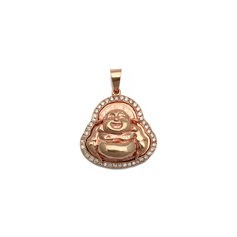 Laughing Buddha Diamond Rose Gold Pendant (14K) front - Popular Jewelry - New York
