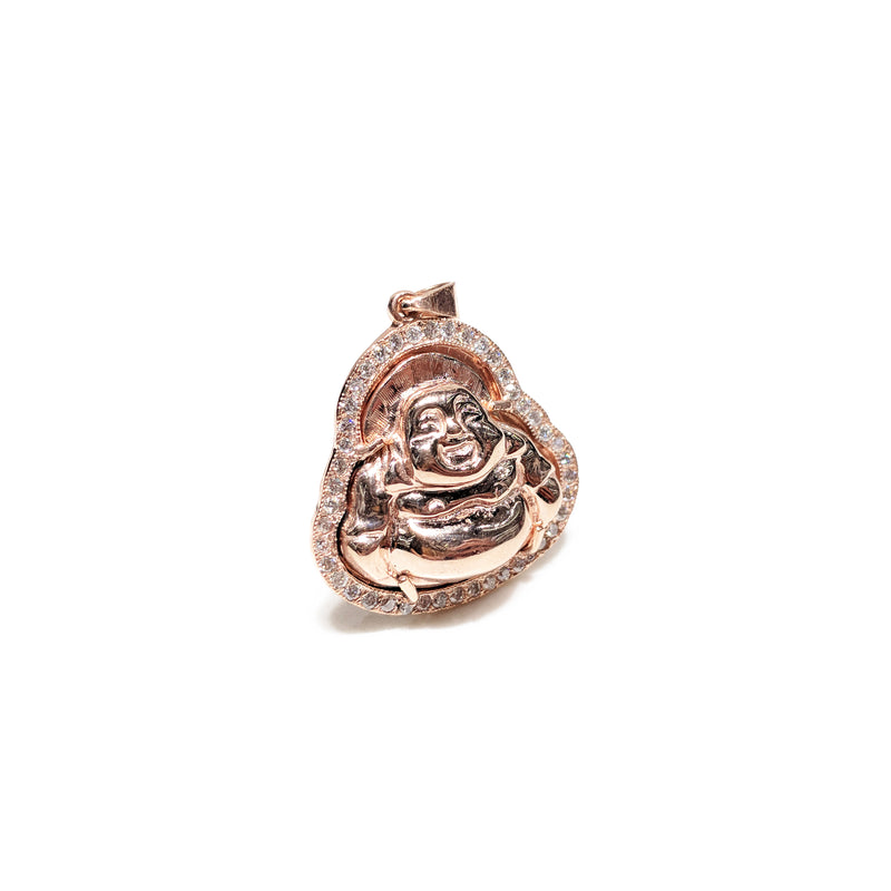 Laughing Buddha Diamond Rose Gold Pendant (14K) side 1 - Popular Jewelry - New York
