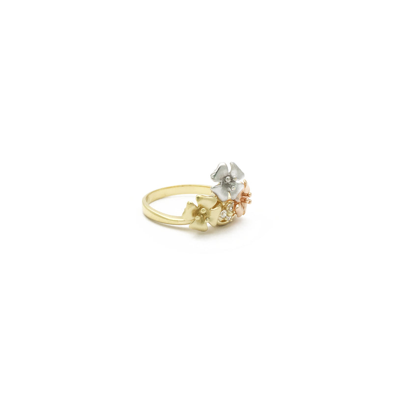 Tri-Color Jasmine CZ Ring (14K) side 2 - Popular Jewelry - New York