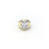 Predný osemhranný prsteň Signet CZ (14K) - Popular Jewelry - New York
