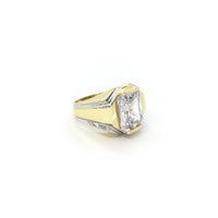 Octagonal Signet CZ Ring (14K) side - Popular Jewelry - New York