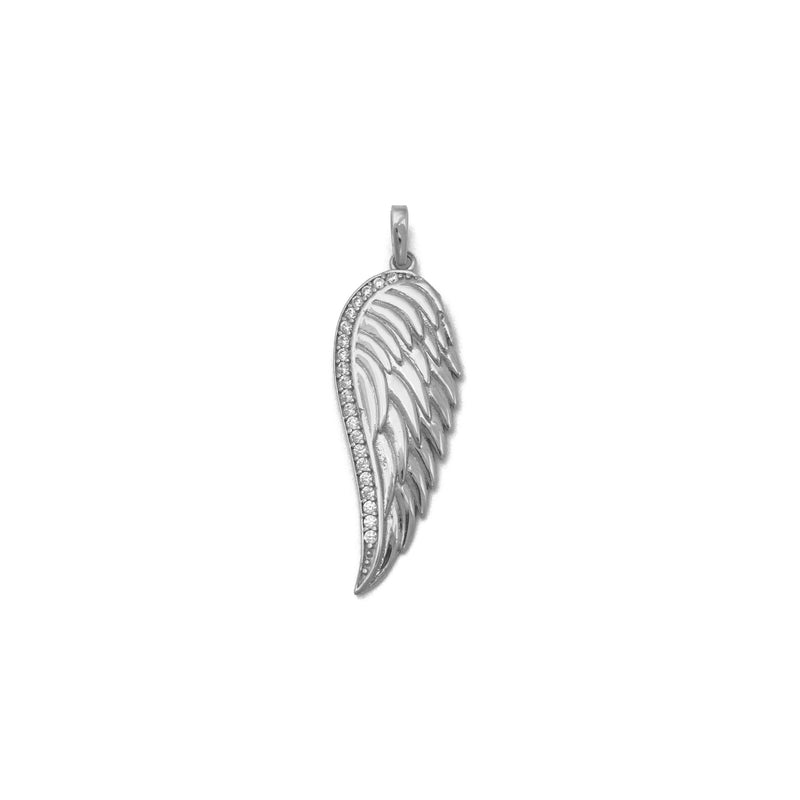 Angel Wing CZ White Gold Pendant (14K) front - Popular Jewelry - New York